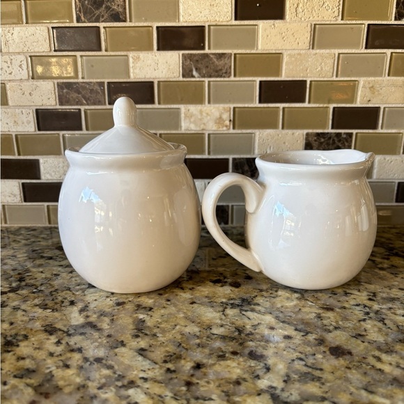 Rae Dunn by Magenta Ceramic Cream and Sugar in large letters 2 piece set NWOT - Picture 2 of 12